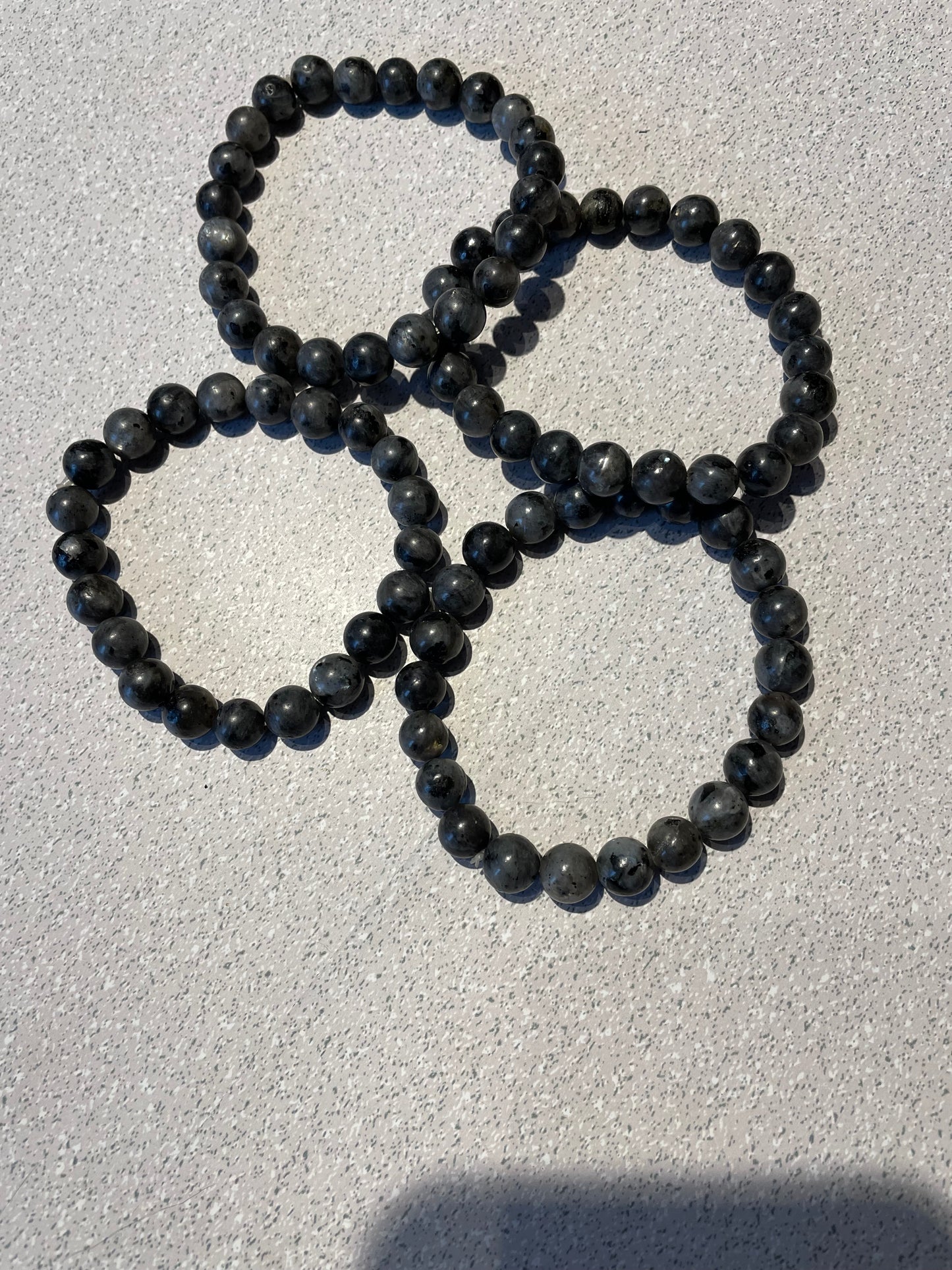 Bracelet Labradorite noir/Larvakite (billes de 8mm)