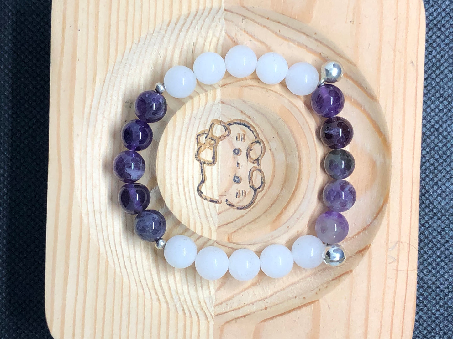 Bracelet Quartz blanc et Amétiste serti d'accents en argent 9.25