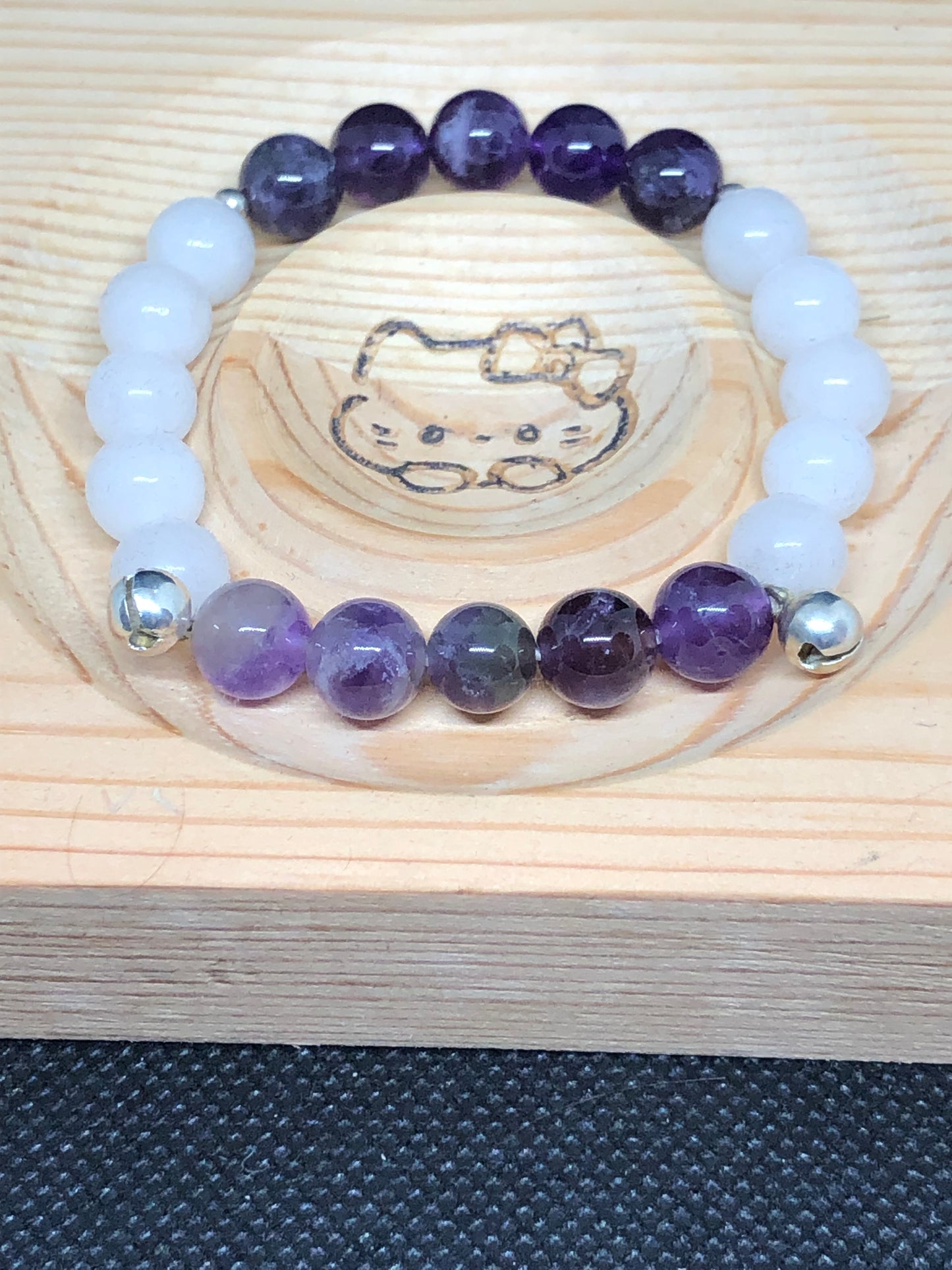 Bracelet Quartz blanc et Amétiste serti d'accents en argent 9.25