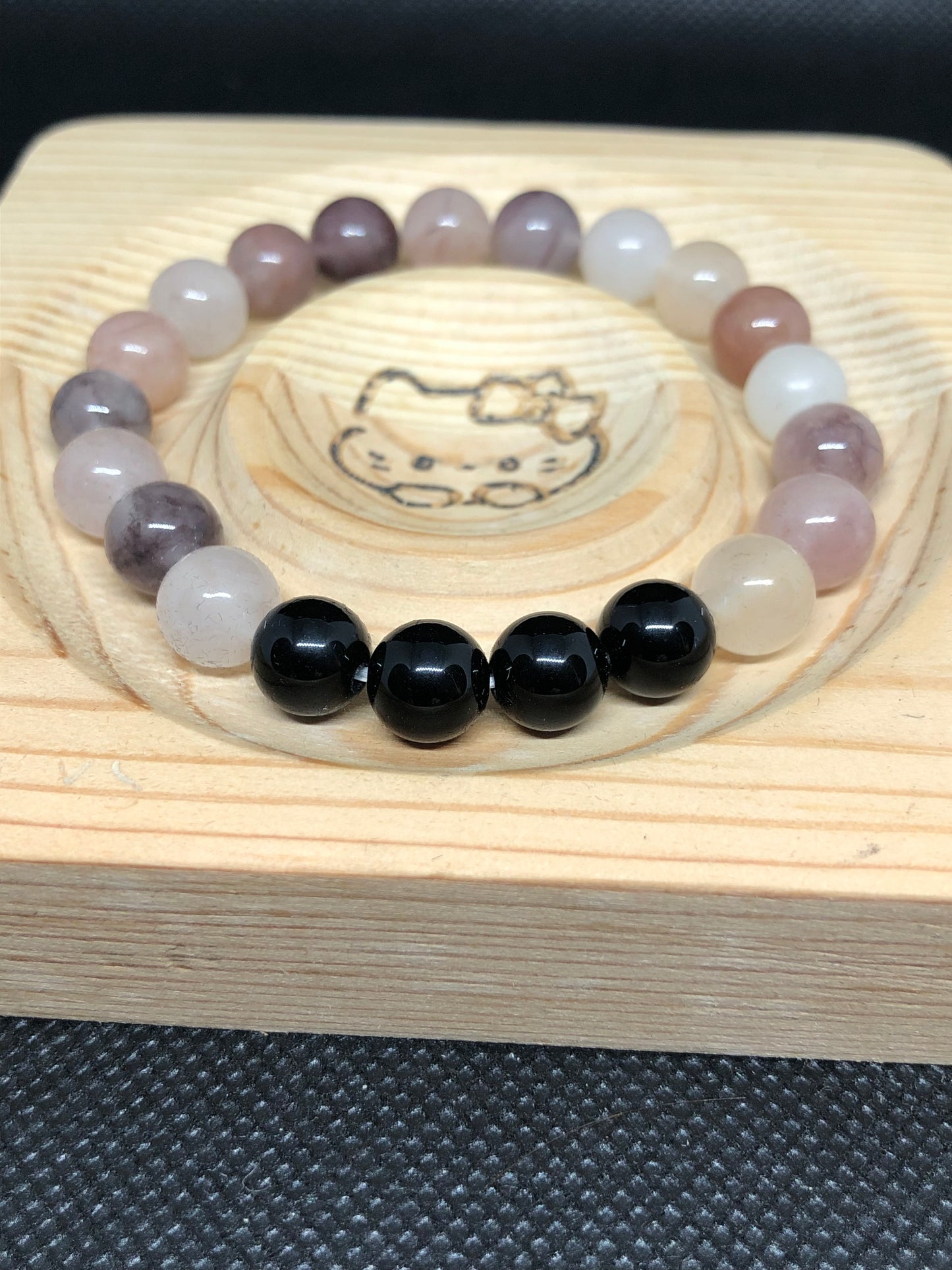 Bracelet Jade Afghan et Obsidienne noir
