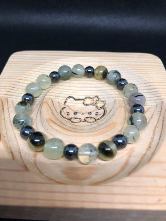 Bracelet Quartz Rutilé et Hématite